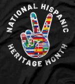 National Hispanic Heritage Month Peace Sign Latin Flag T-Shirt