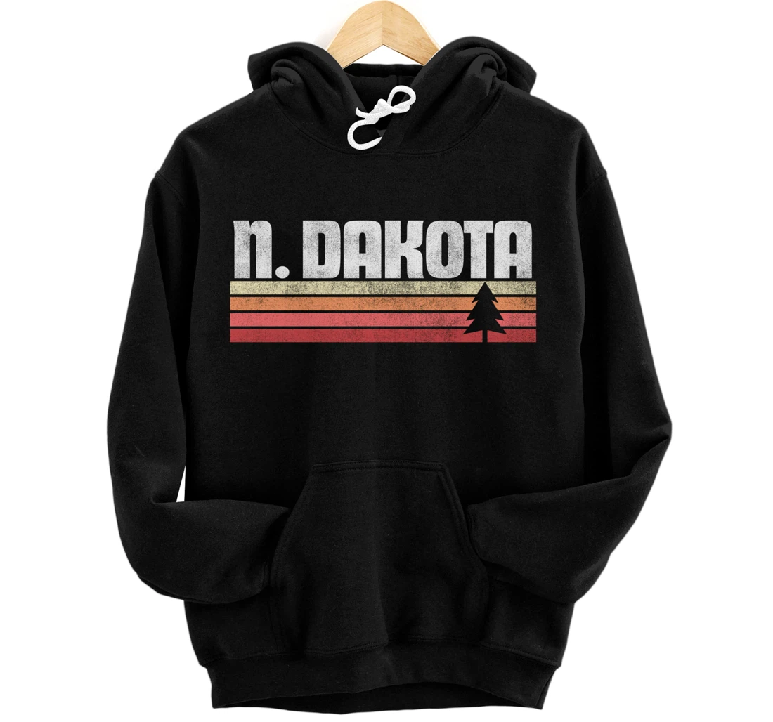 North Dakota Retro Style Shirt Vintage 70s 80s 90s Home Gift Pullover Hoodie