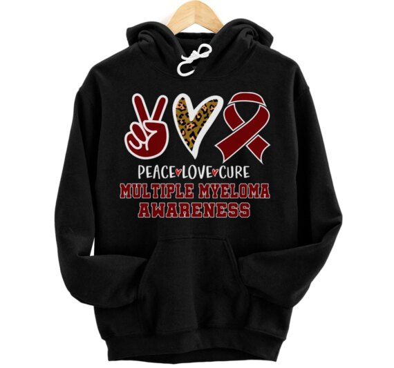 Peace Love Cure Ribbon Multiple Myeloma Awareness Gift Pullover Hoodie