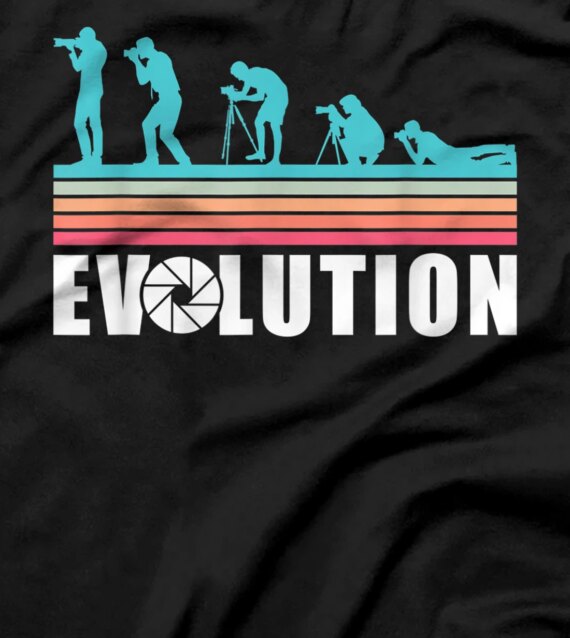 Retro Photographer Evolution Camera Lens Photo Photography T-Shirt
