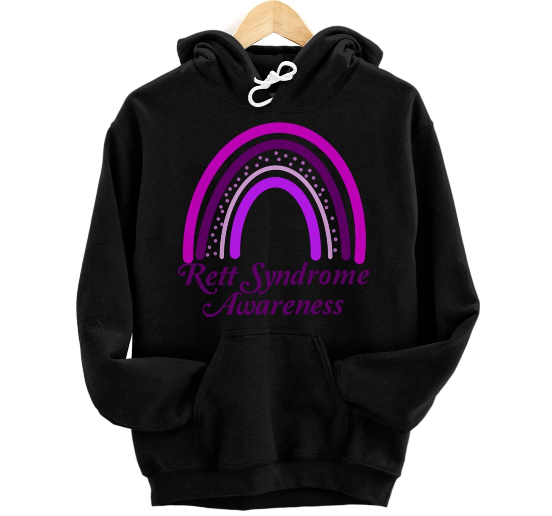 Rett Syndrome Awareness Purple Ribbon Rainbow Rett Disease Pullover Hoodie