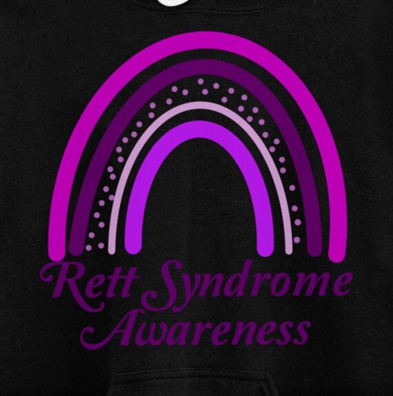 Rett Syndrome Awareness Purple Ribbon Rainbow Rett Disease Pullover Hoodie