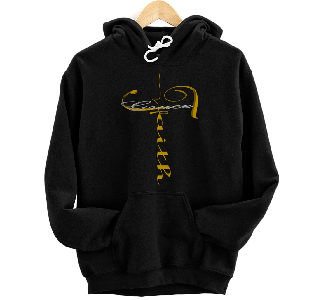 Saved by Grace Through Faith Cross Christian Gift Pullover Hoodie