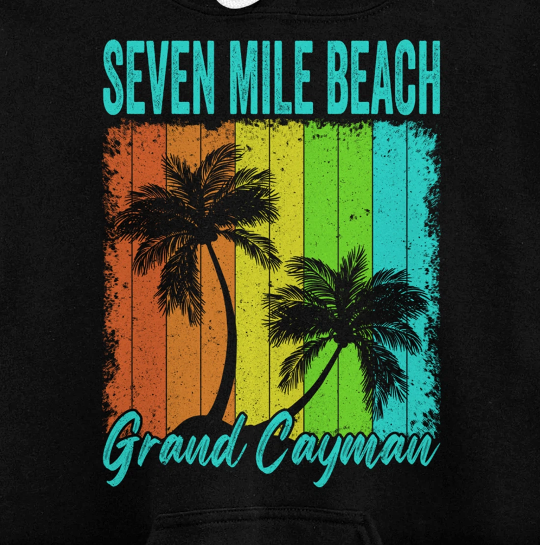 Seven Mile Beach, Grand Cayman - Vintage Travel Pullover Hoodie