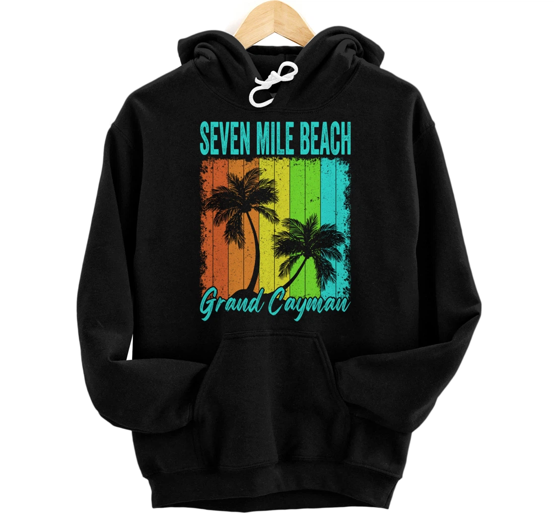 Seven Mile Beach, Grand Cayman - Vintage Travel Pullover Hoodie