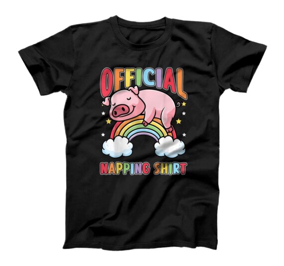 Sleeping Pig Rainbow Hog Pajama Napping Piglet T-Shirt
