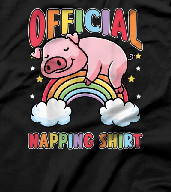 Sleeping Pig Rainbow Hog Pajama Napping Piglet T-Shirt