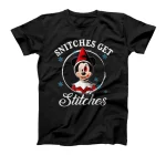 Snitches Get Stitches Funny Santa Mi-key Red Elf Boy Xmas T-Shirt