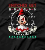 Snitches Get Stitches Santa Red Elf Mouse Ugly Xmas Sweater T-Shirt