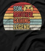 Son Brother Gaming Legend Retro Vintage Teen Boys Gaming T-Shirt