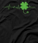 St Patricks Day Clover Heartbeat Irish Nurse Shamrock T-Shirt