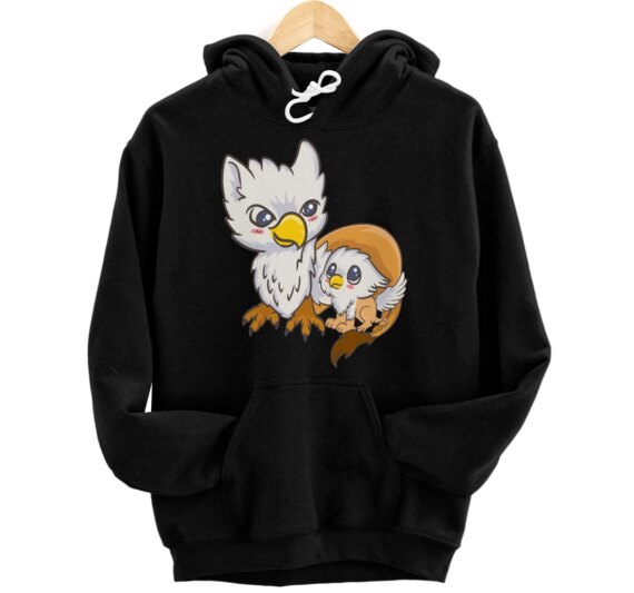 Sweet Gryphon Family Birds - Cute Kawaii Japanese Pullover Hoodie