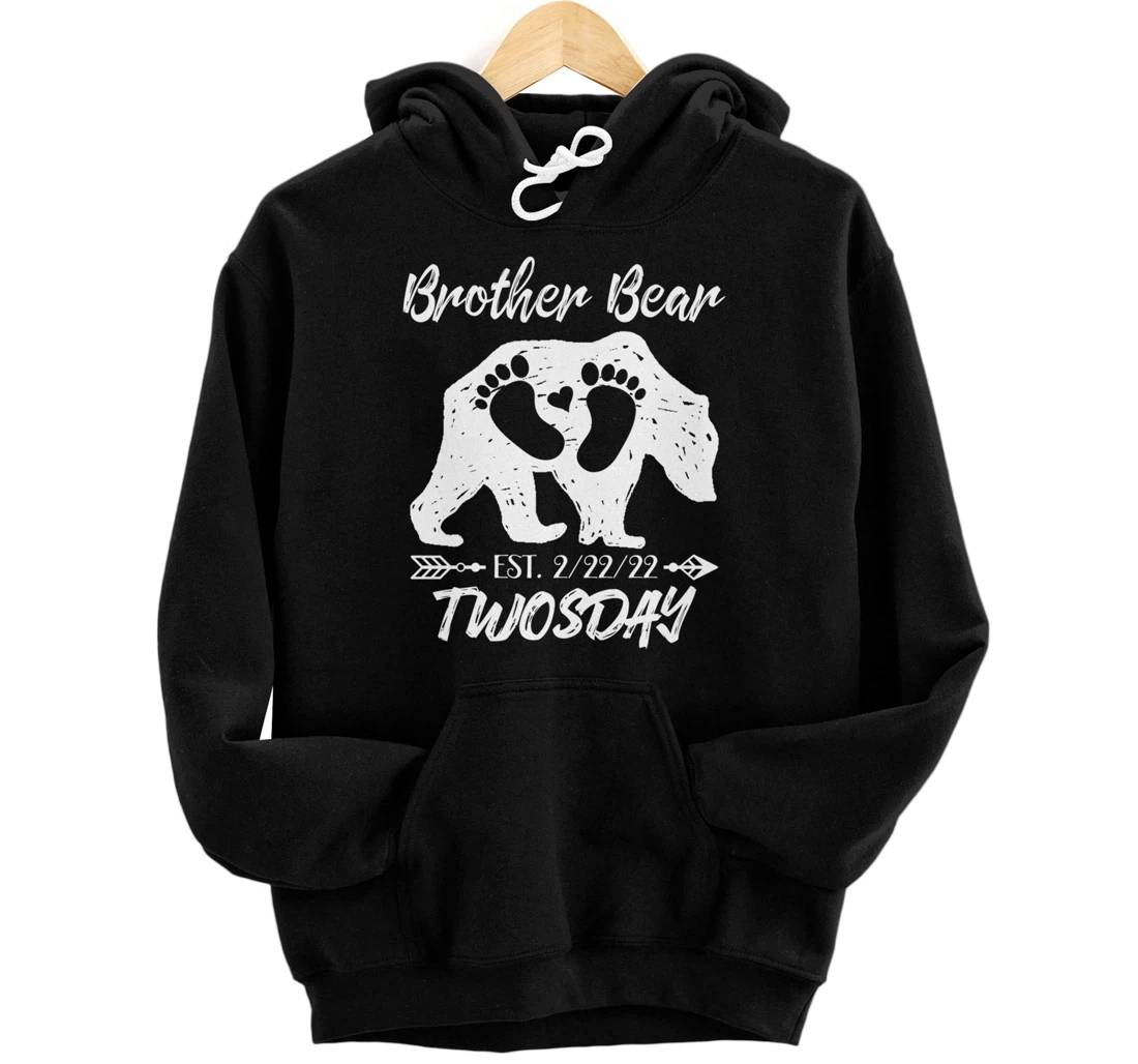Twosday Brother Bear New Baby Sister Shower Announcement Pullover Hoodie