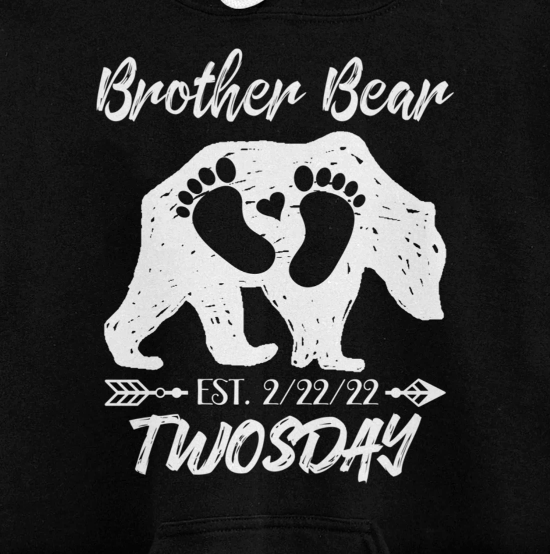 Twosday Brother Bear New Baby Sister Shower Announcement Pullover Hoodie