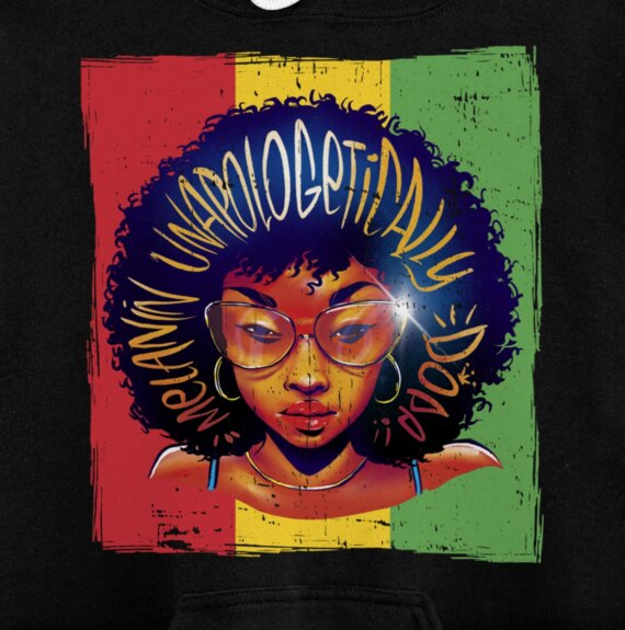Unapologetically Dope African American Black Girl Afro Pullover Hoodie