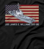 USS James E Williams DDG-95 Ship Diagram American Flag T-Shirt