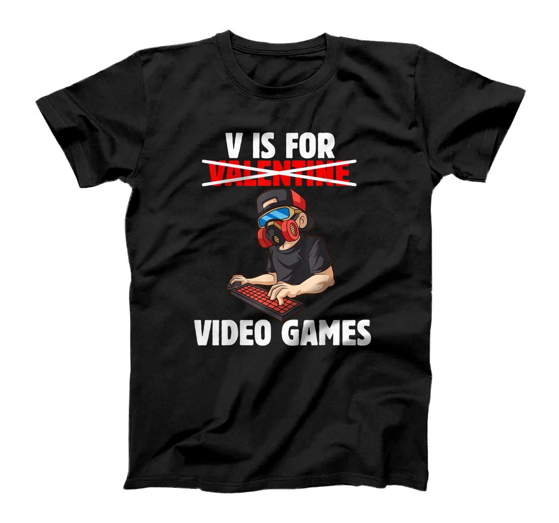 V Is For Video Games Valentines Day Gamer T-Shirt