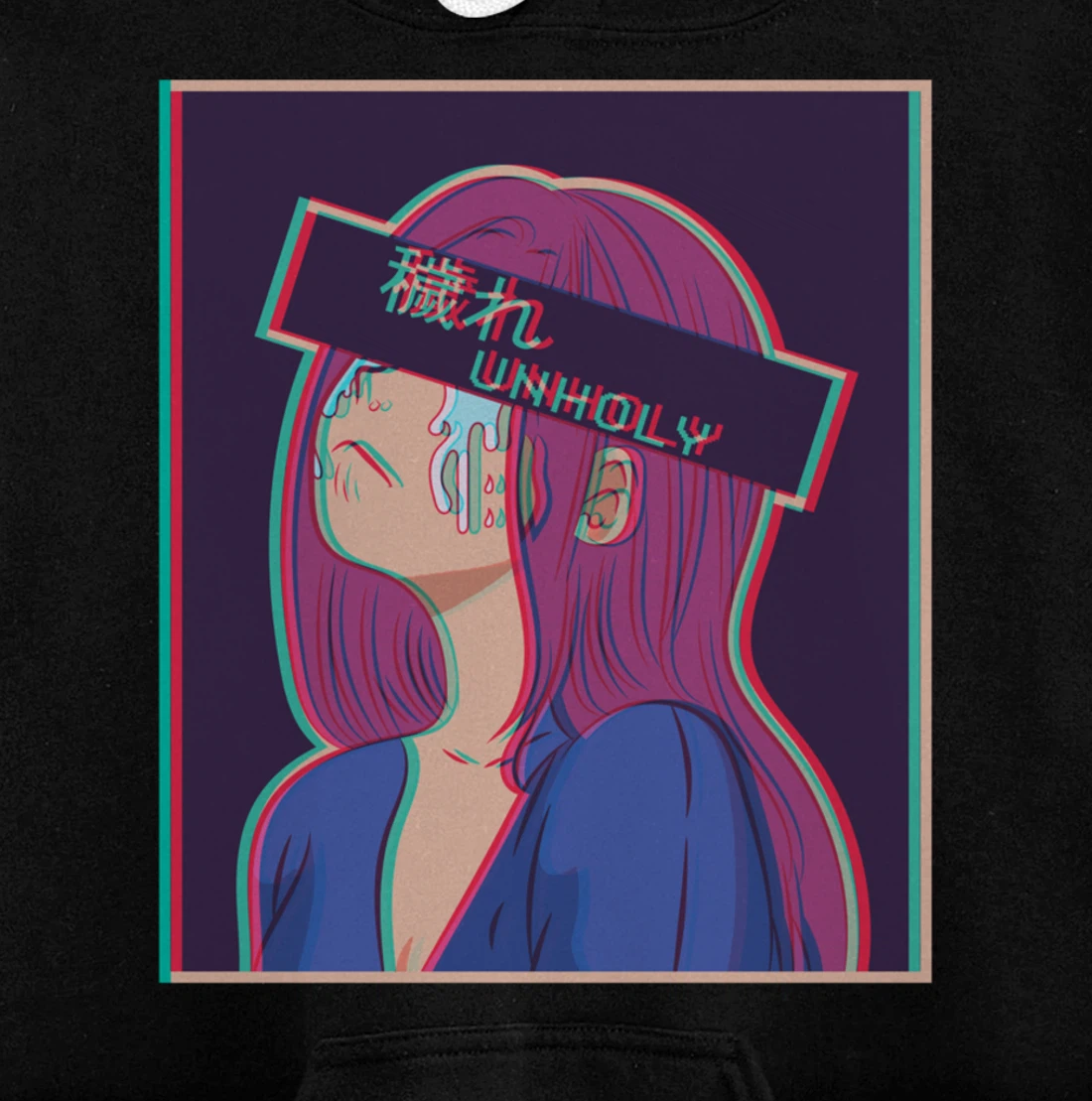 Vaporwave Aesthetic Sad Girl Japanese Unholy Harajuku Pullover Hoodie