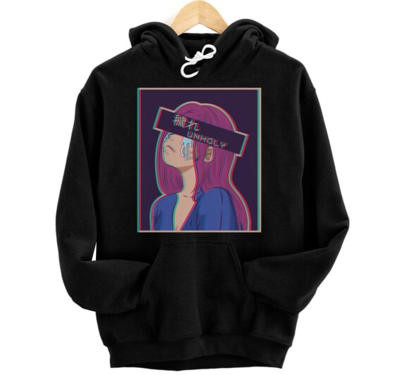 Vaporwave Aesthetic Sad Girl Japanese Unholy Harajuku Pullover Hoodie