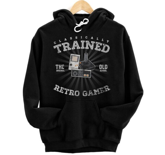 Video Game Vintage Distressed Classicaly TRAINED RETRO GAMER Pullover Hoodie