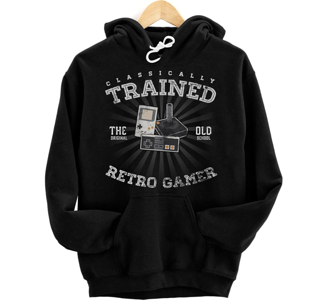 Video Game Vintage Distressed Classicaly TRAINED RETRO GAMER Pullover Hoodie