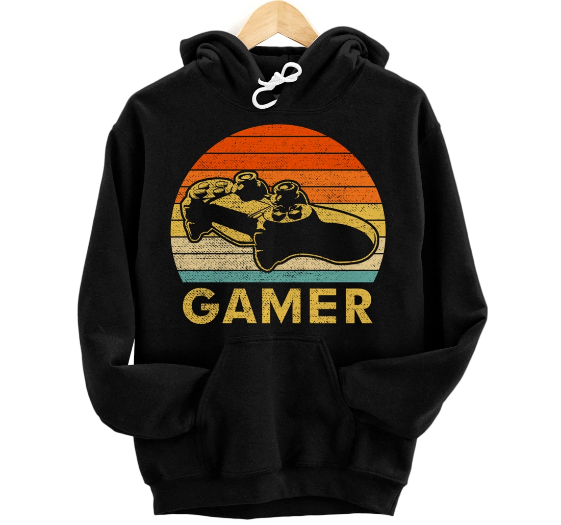 Vintage Retro Gamer Video Game Player Boys Teens Pullover Hoodie