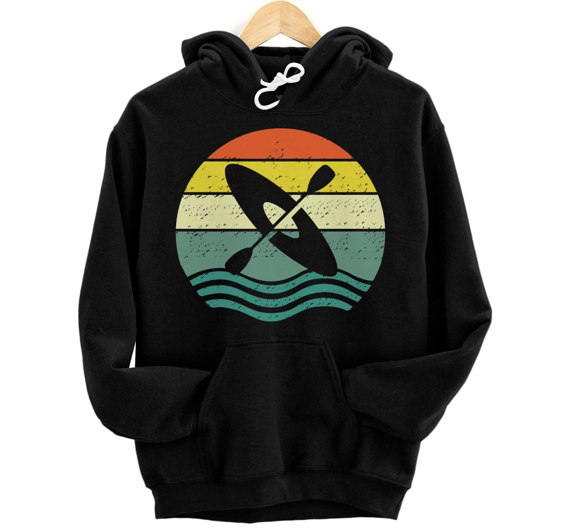 Vintage Retro Sunset SUP Kayaker Kayaking Pullover Hoodie