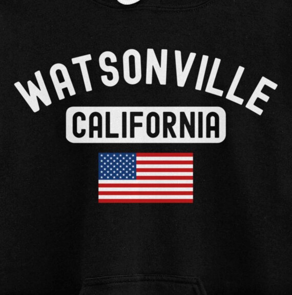 Watsonville California USA Flag Vintage Cali Bear Santa Cruz Pullover Hoodie