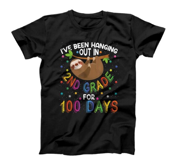  100th Day of School Sloth Design - 2nd Grade 100 Days School T-Shirt