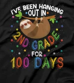  100th Day of School Sloth Design - 2nd Grade 100 Days School T-Shirt