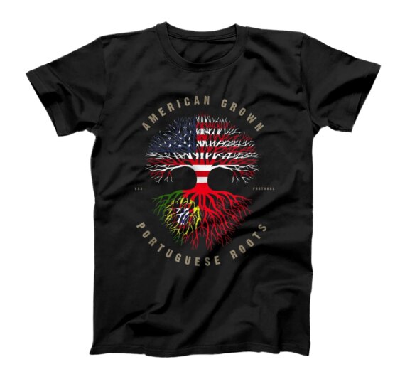  American Grown Portuguese Heart Love Portugal Flag T-Shirt