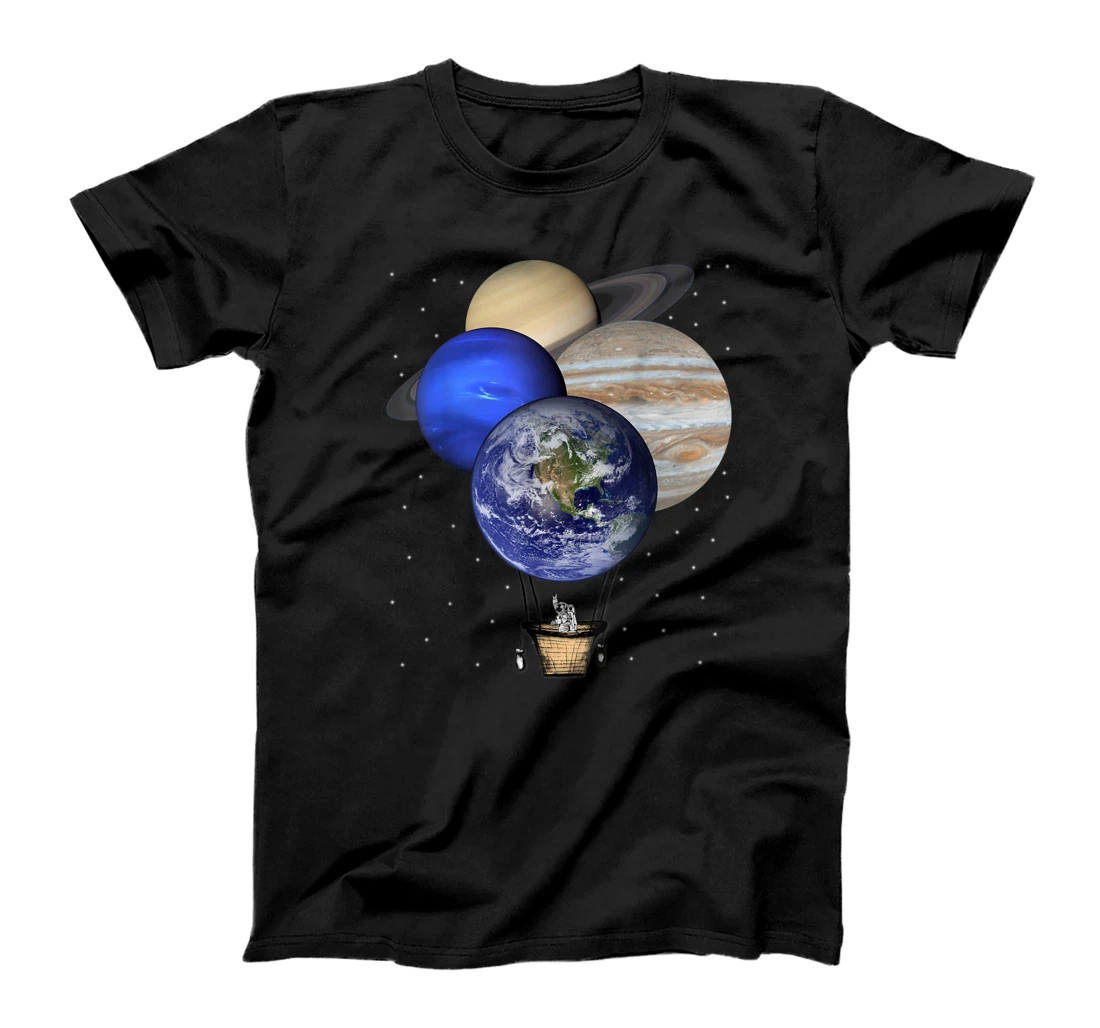  Astronaut With Balloon Planets Space T-Shirt