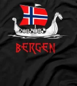  Boat Norwegian Flag Norway Viking Ship Bergen T-Shirt
