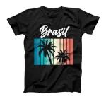  Brasil Vacation Love Brazil Flag Palm Tree Retro Brazilian T-Shirt