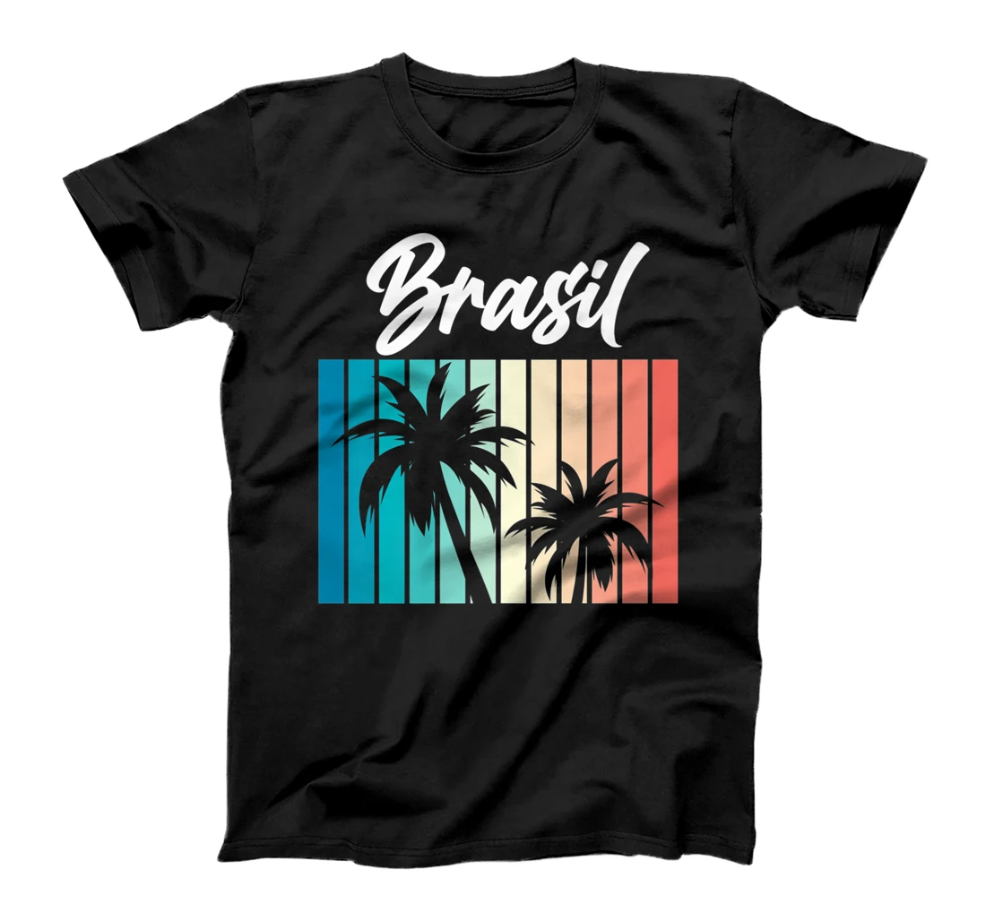  Brasil Vacation Love Brazil Flag Palm Tree Retro Brazilian T-Shirt