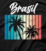  Brasil Vacation Love Brazil Flag Palm Tree Retro Brazilian T-Shirt