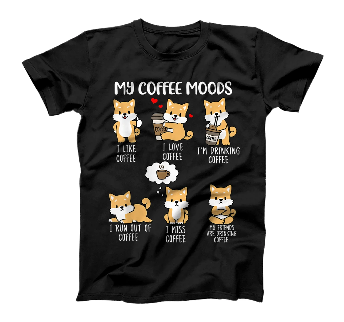  Coffee Lover Gift Shiba Inu Shirt  Dogs And Coffee T-Shirt