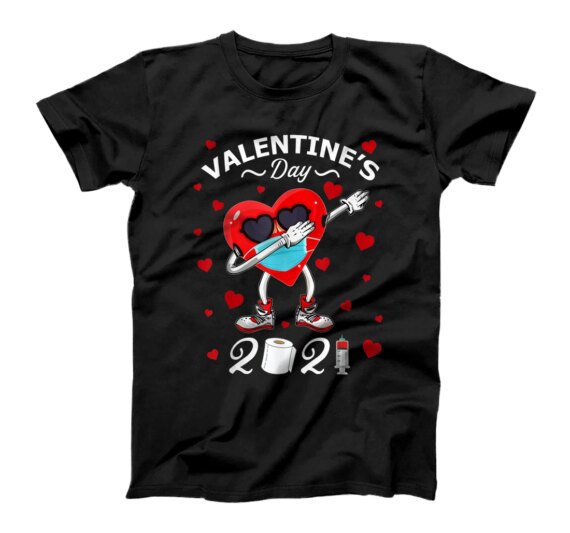  Dabbing Heart In A Mask Happy quarantine Valentines Day 2021 T-Shirt