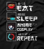  Eat Sleep Repeat, Animegao Kigurumi Girl Cosplay T-Shirt