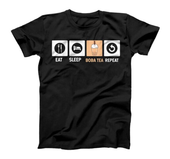  Eat Sleep Bubble Tea Repeat Boba Tea Tapioca Pearls T-Shirt