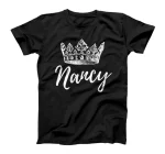  First Name Nancy Text Apparel Crown White Text T-Shirt