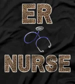  Funny Leopard Print Lettering ER Nurse T-Shirt