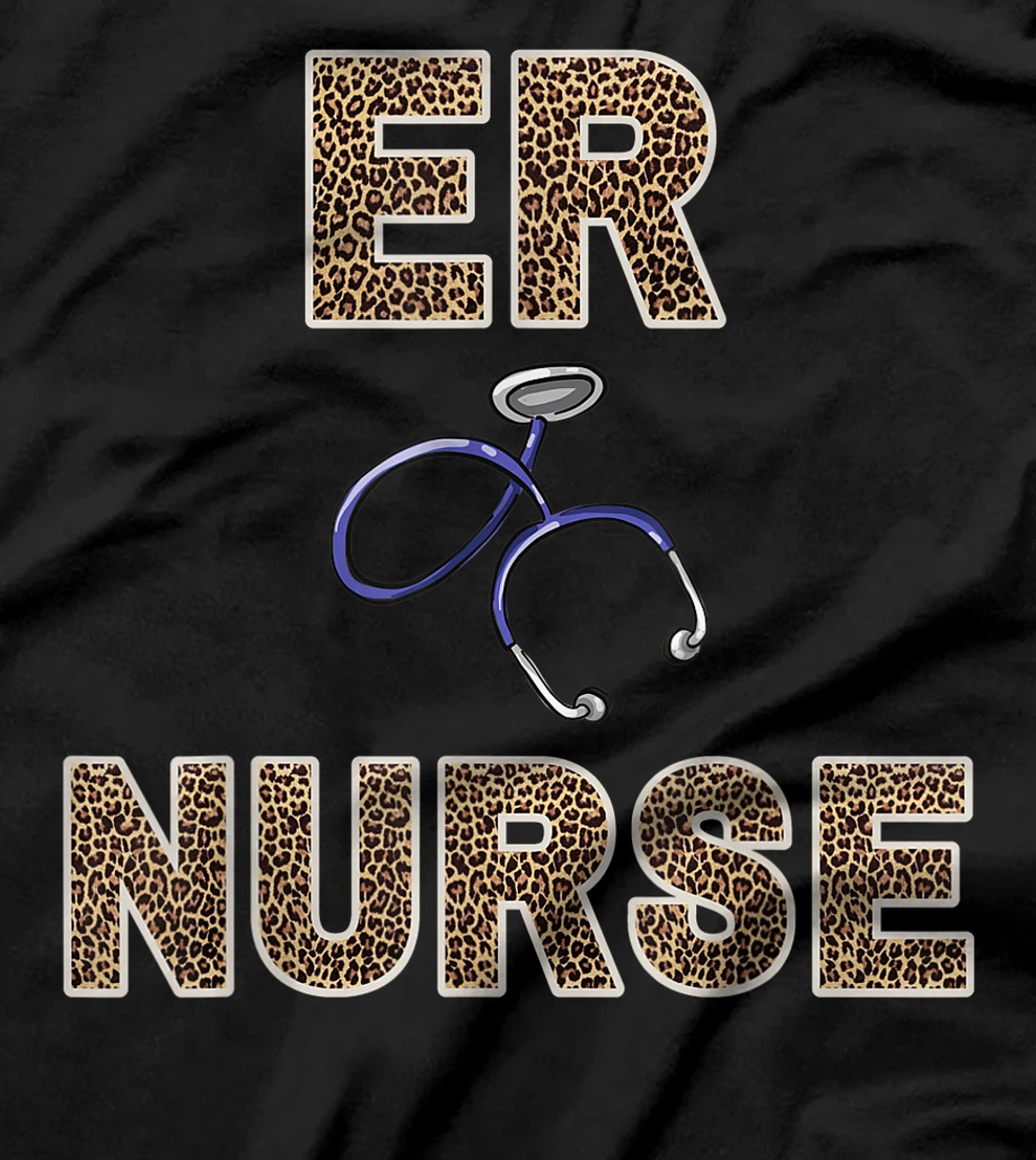  Funny Leopard Print Lettering ER Nurse T-Shirt