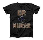  Funny Leopard Print Lettering ER Nurse T-Shirt
