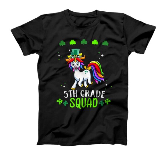  Funny St Patricks Day 5th grade Squad Unicorn Lucky Shamrock T-Shirt