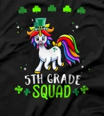  Funny St Patricks Day 5th grade Squad Unicorn Lucky Shamrock T-Shirt
