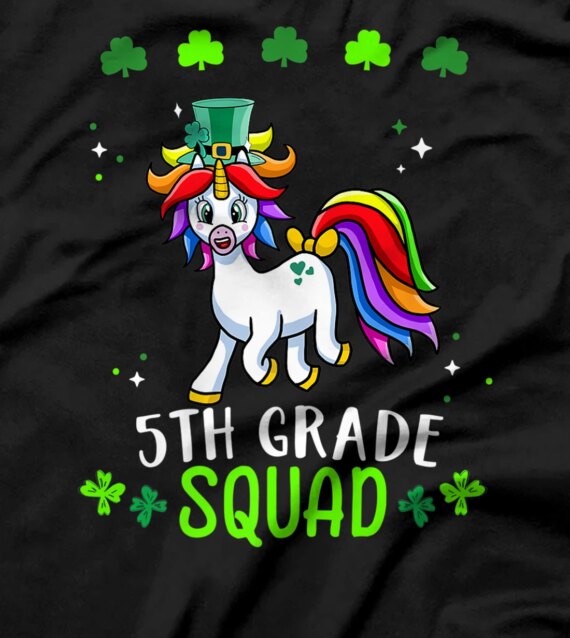  Funny St Patricks Day 5th grade Squad Unicorn Lucky Shamrock T-Shirt