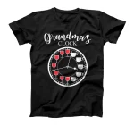  Funny Wine and Coffee Drinker Grandma's Clock  T-Shirt