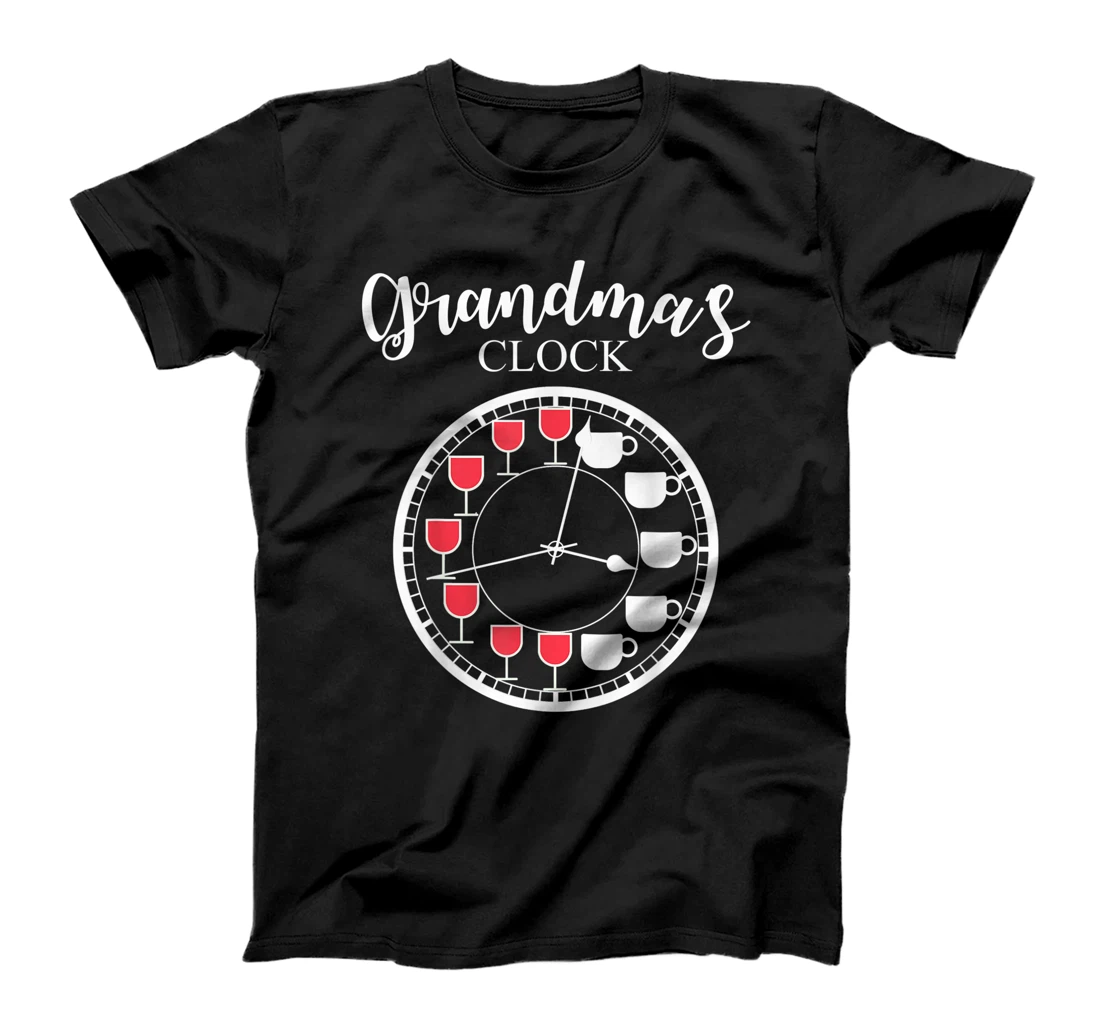  Funny Wine and Coffee Drinker Grandma's Clock  T-Shirt
