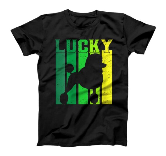  Happy St Patrick's Day Poodle Dog Lucky Vintage Shamrock T-Shirt